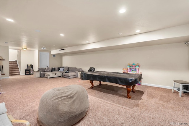 7172 S Oakleaf St, Bennett, CO 80102 - game room featuring recessed lighting, carpet floors, pool table, and baseboards