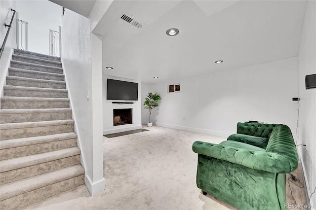 living room featuring carpet floors