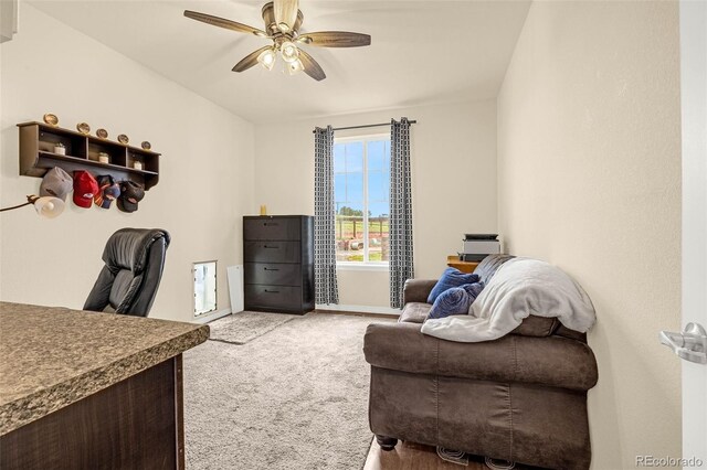 3434 Antelope Ridge Trl, Parker, CO 80138 - office area featuring light carpet and ceiling fan