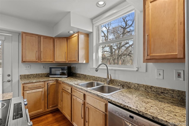 613 Pine St, Boulder, CO 80302 - kitchen with a sink, dark wood-type flooring, recessed lighting, and stainless steel appliances