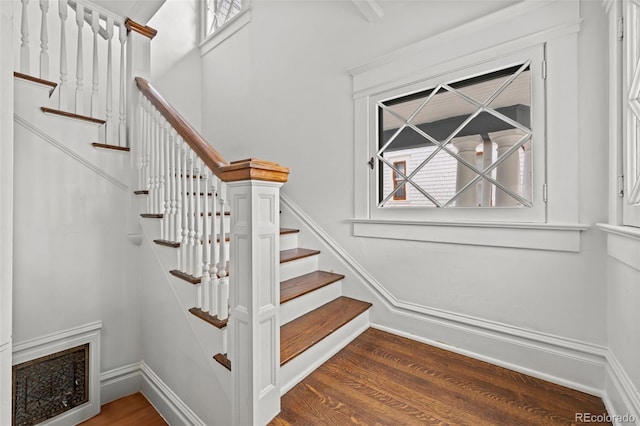 613 Pine St, Boulder, CO 80302 - staircase with baseboards, plenty of natural light, and wood finished floors