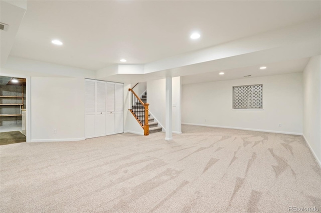 1460 Front Nine Dr Unit A, Fort Collins, CO 80525 - finished below grade area featuring light colored carpet, stairs, and recessed lighting