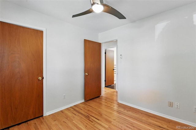 12162 W Dakota Dr, Lakewood, CO 80228 - unfurnished bedroom featuring light wood-style flooring, baseboards, and ceiling fan