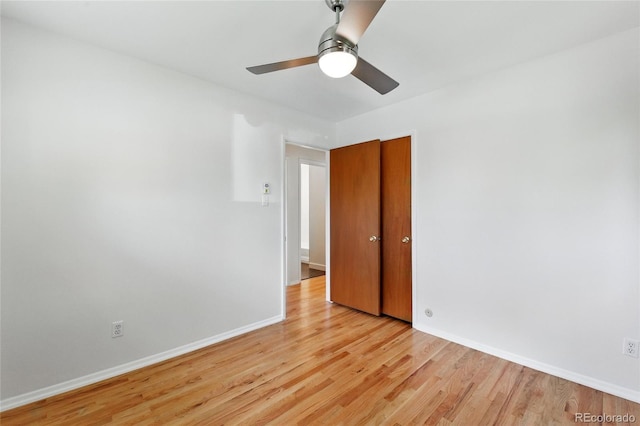 12162 W Dakota Dr, Lakewood, CO 80228 - spare room featuring light wood finished floors, ceiling fan, and baseboards