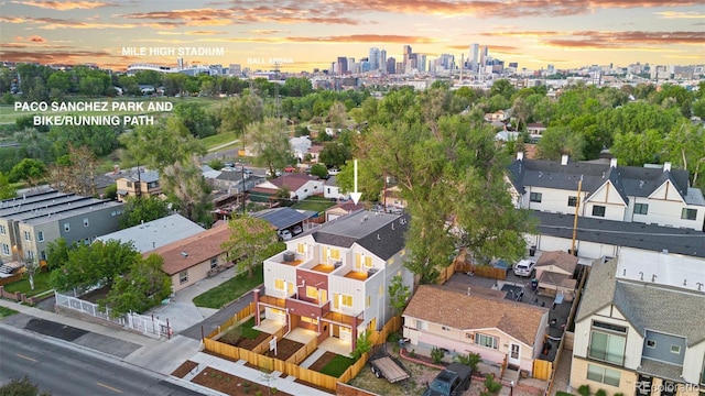 1046 N Knox Ct, Denver, CO 80204 - aerial view of residential area featuring skyline