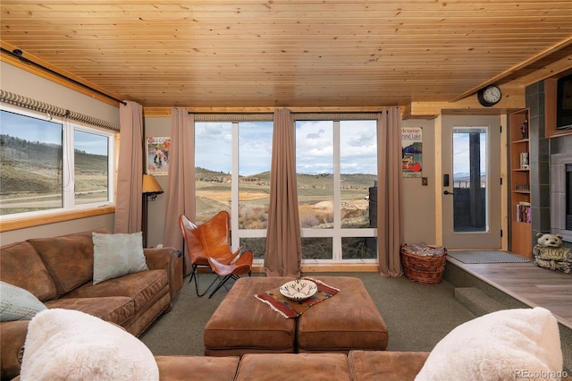 96 Mountain Side Dr Unit B61, Granby, CO 80446 - carpeted living area featuring wood ceiling