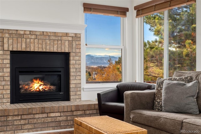 interior space featuring a fireplace