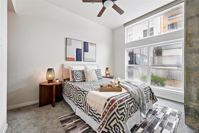 2518 16th St, Denver, CO 80211 - carpeted bedroom featuring baseboards, multiple windows, and a ceiling fan