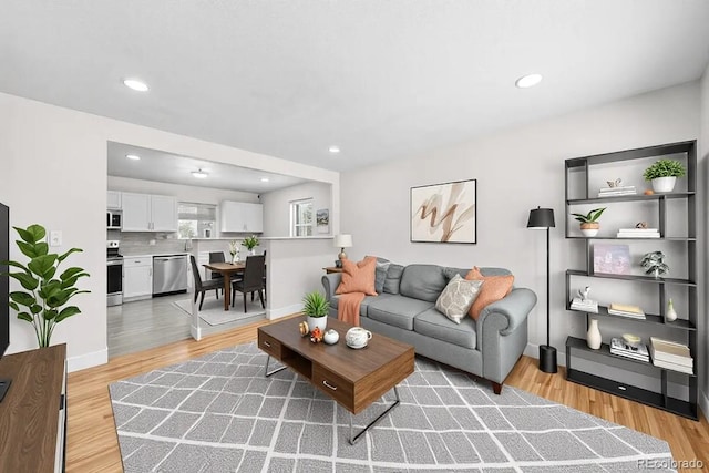 living room with light wood-type flooring