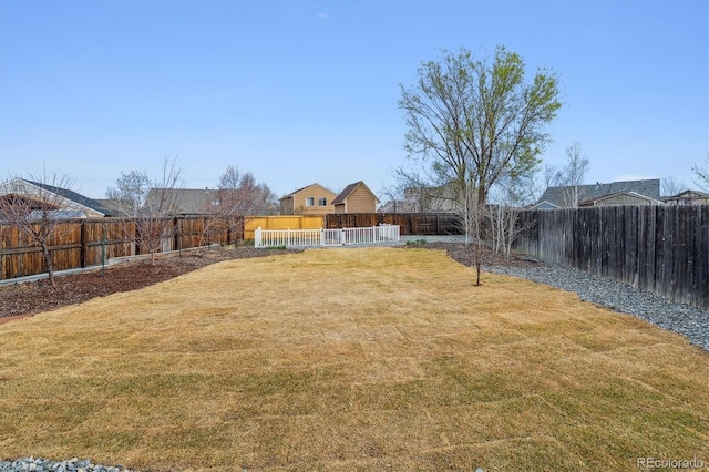 view of yard featuring a fenced backyard