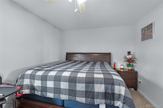 bedroom featuring carpet and ceiling fan