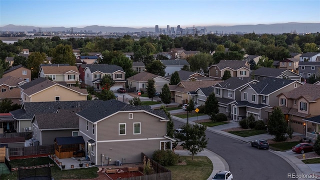 aerial view with a mountain view