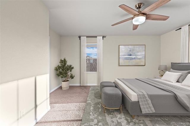 bedroom with carpet and ceiling fan