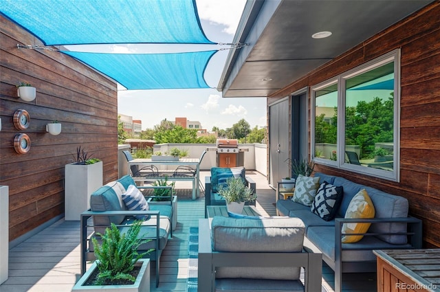 879 Delaware St, Denver, CO 80204 - wooden deck with outdoor lounge area and a grill