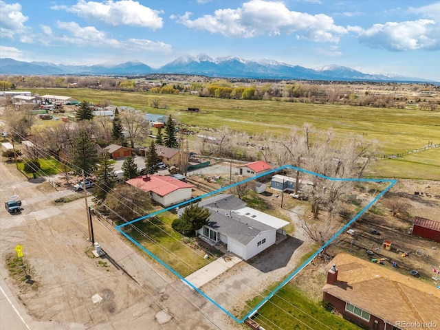 8005 W US Highway 50, Salida, CO 81201 - aerial view of sparsely populated area featuring property boundaries highlighted and a mountainous background