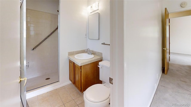 820 Cottonwood Ave, Centennial, CO 80121 - full bath featuring vanity, a stall shower, and tile patterned flooring