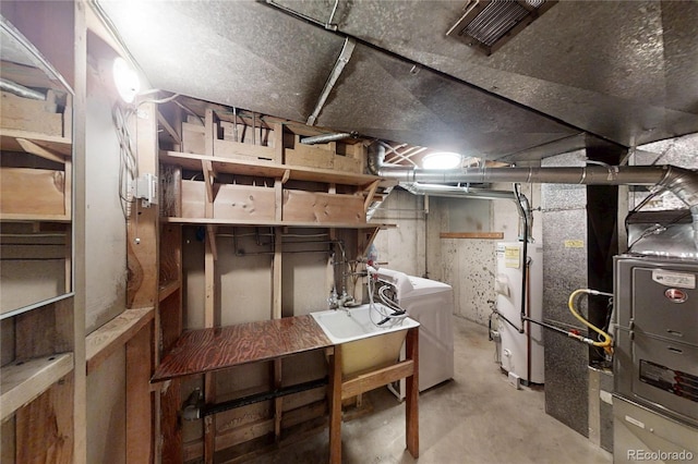 820 Cottonwood Ave, Centennial, CO 80121 - unfinished below grade area featuring washer / clothes dryer and water heater