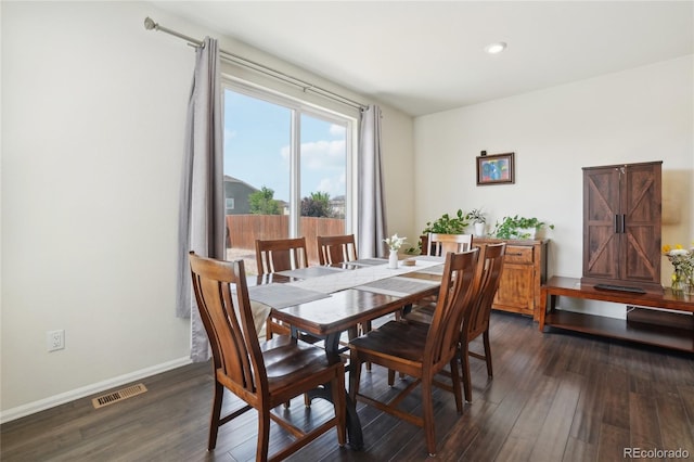 2682 E 161st Pl, Thornton, CO 80602 - dining space featuring dark wood-type flooring, recessed lighting, and baseboards