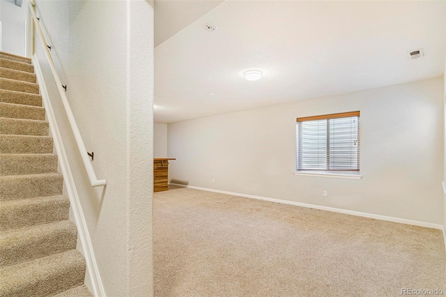 basement with carpet floors