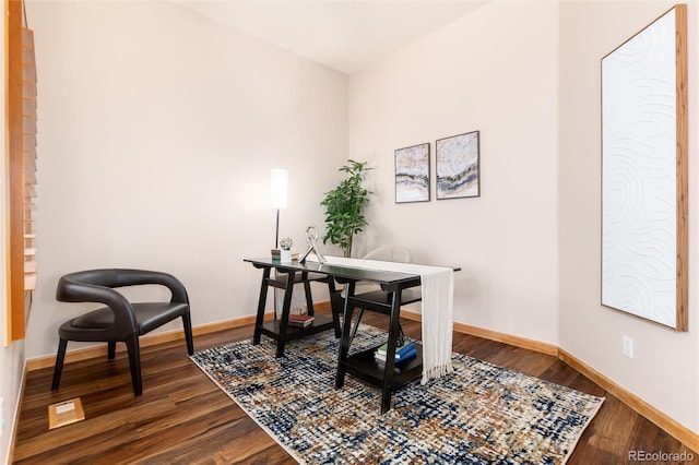 15851 Deer Ridge Dr, Morrison, CO 80465 - home office with baseboards and dark wood finished floors