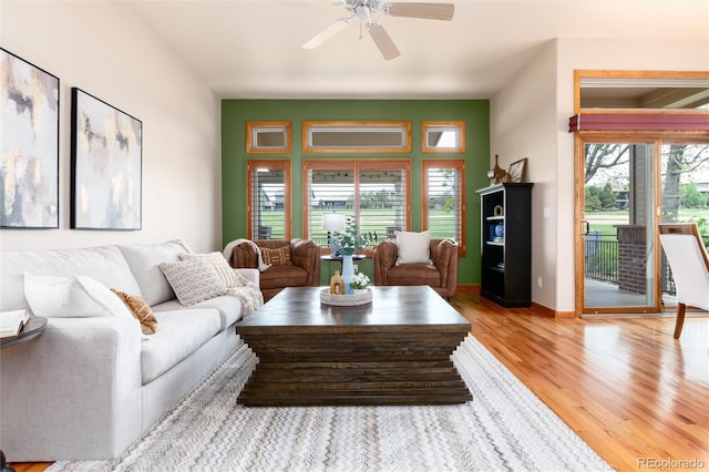 15851 Deer Ridge Dr, Morrison, CO 80465 - living room featuring light wood-style flooring and ceiling fan