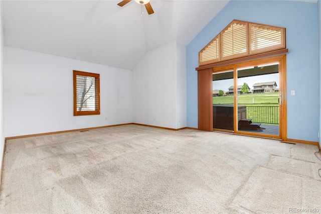 15851 Deer Ridge Dr, Morrison, CO 80465 - additional living space with vaulted ceiling, plenty of natural light, carpet floors, and baseboards