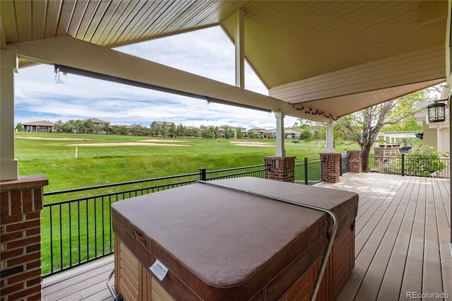15851 Deer Ridge Dr, Morrison, CO 80465 - deck featuring a hot tub and a yard