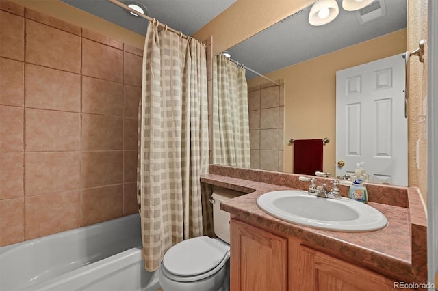 1120 N Calhan Ave, Castle Rock, CO 80104 - bathroom with vanity, shower / bathtub combination with curtain, and toilet