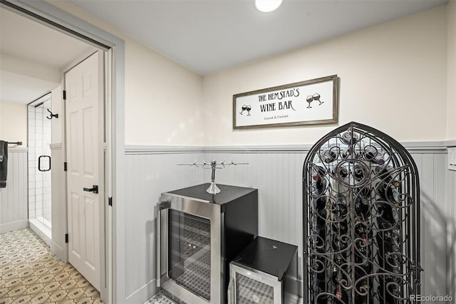 1414 S Vine St, Denver, CO 80210 - detailed view of a wainscoted wall and wine cooler