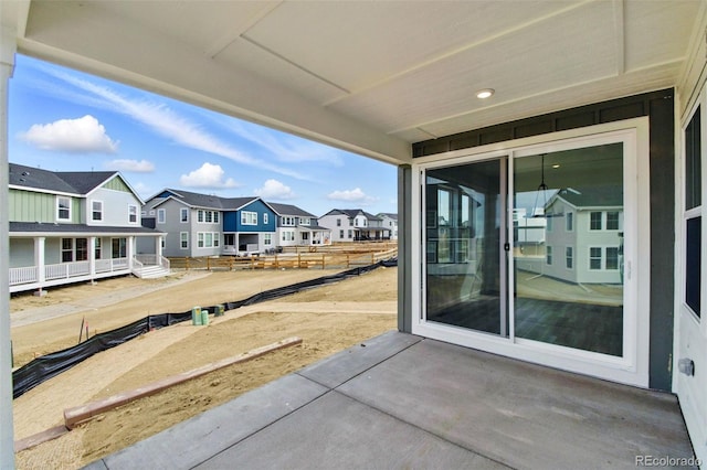 view of patio / terrace featuring a residential view