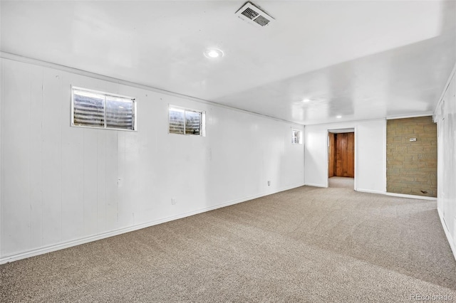 basement with carpet floors