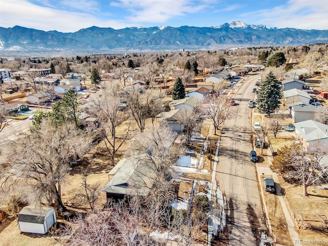 aerial view featuring a mountain view