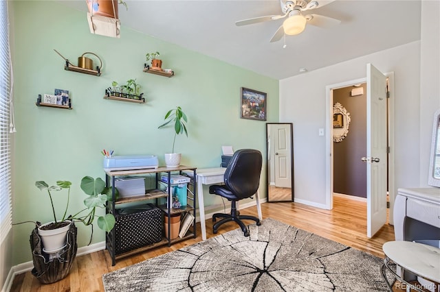 1822 N Circle Dr, Colorado Springs, CO 80909 - office with wood finished floors, ceiling fan, and baseboards