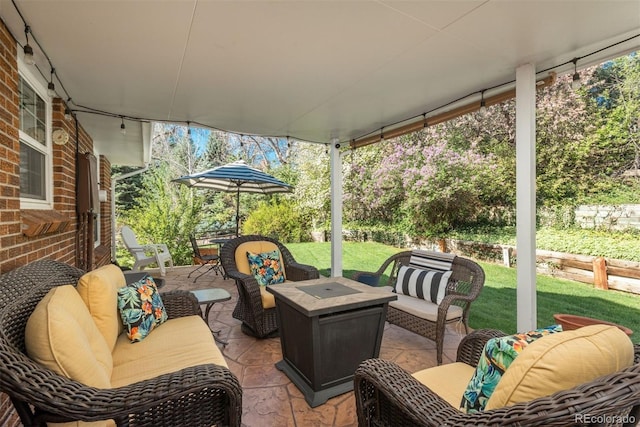 view of patio featuring an outdoor living space