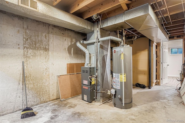 15775 E 13th Pl, Aurora, CO 80011 - unfinished basement featuring water heater and heating unit