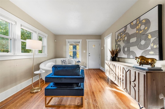 sitting room featuring hardwood / wood-style flooring