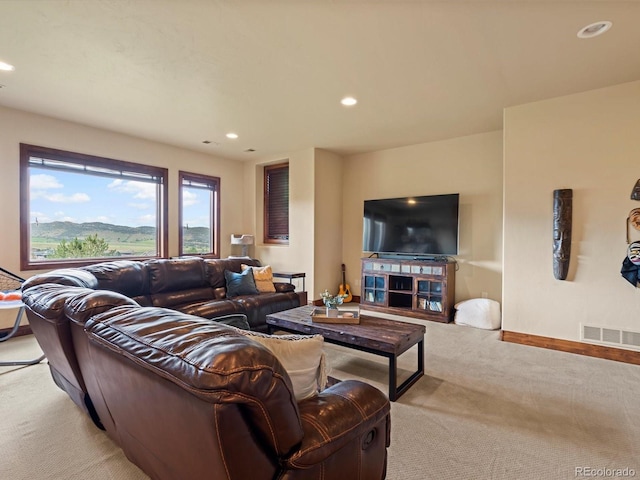 17121 Snow Creek Ln, Morrison, CO 80465 - carpeted living room featuring recessed lighting