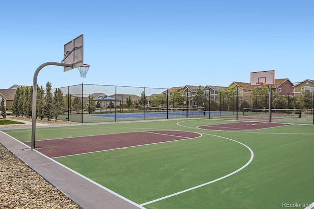 853 Jenny Ln, Berthoud, CO 80513 - view of sport court with community basketball court, a tennis court, and a residential view
