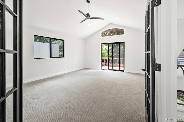 5569 Willow Springs Dr, Morrison, CO 80465 - carpeted spare room with ceiling fan and lofted ceiling