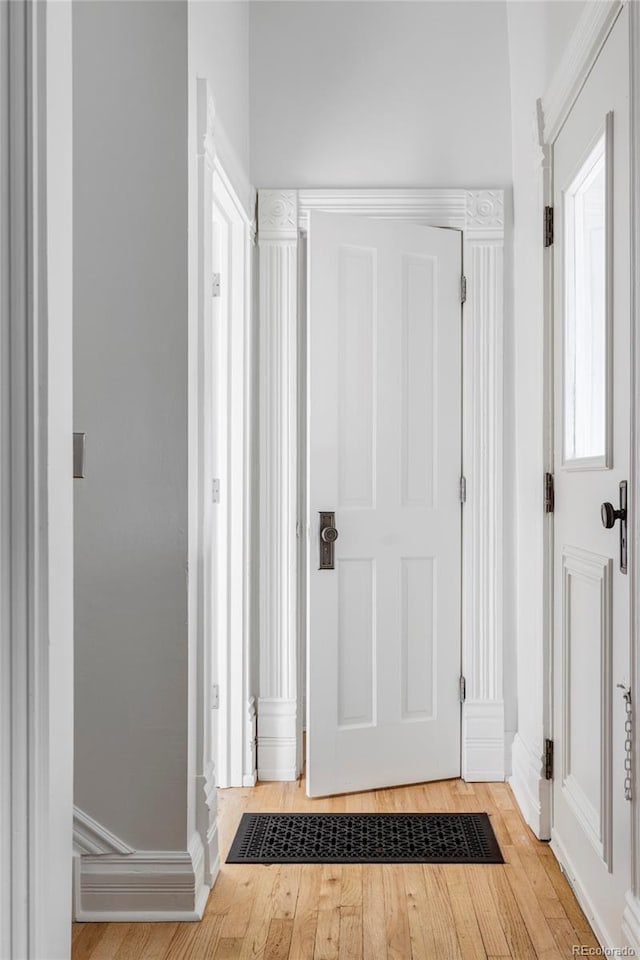 3346 W 30th Ave, Denver, CO 80211 - entryway with light wood-type flooring and baseboards