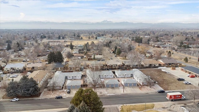 bird's eye view with a mountain view