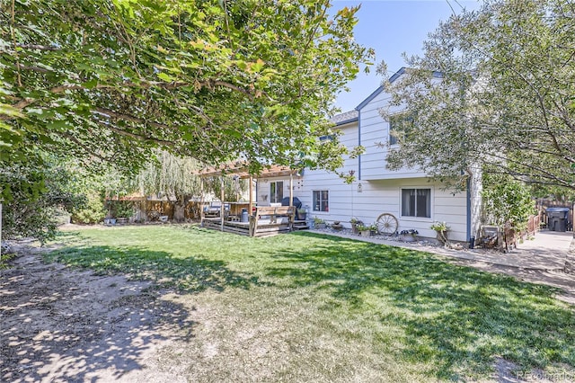 view of yard featuring a deck