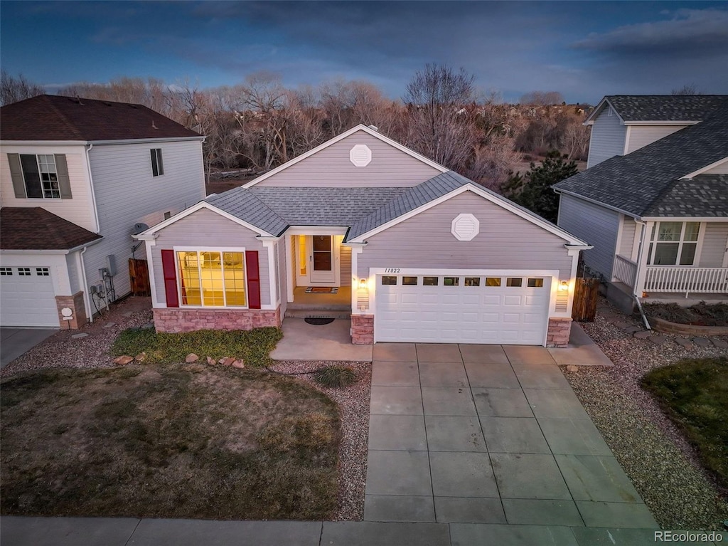 front facade with a garage