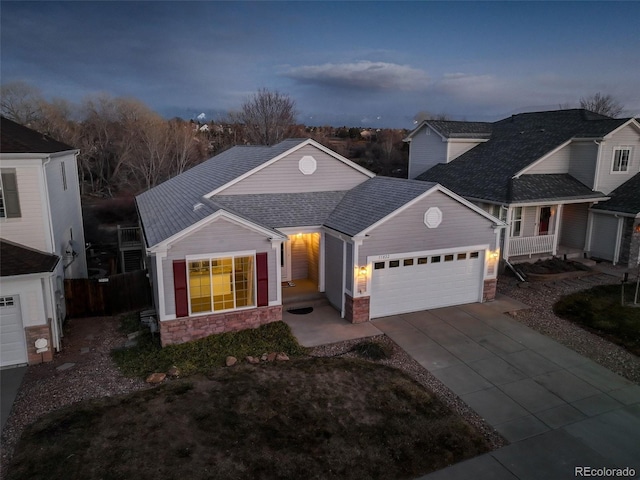 view of front facade featuring a garage