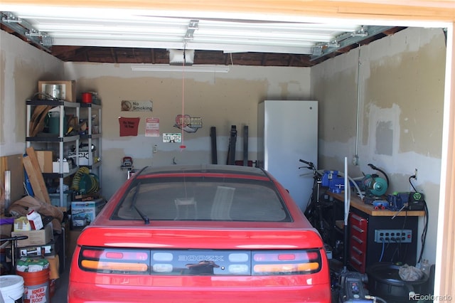 garage with a garage door opener