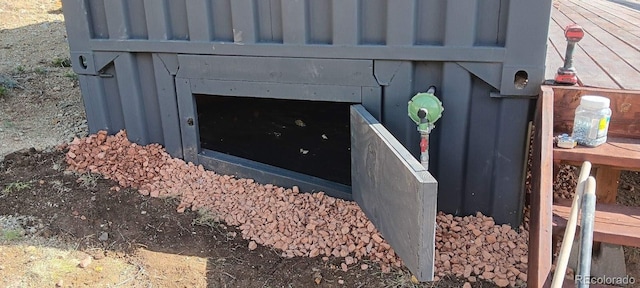 view of entry to storm shelter