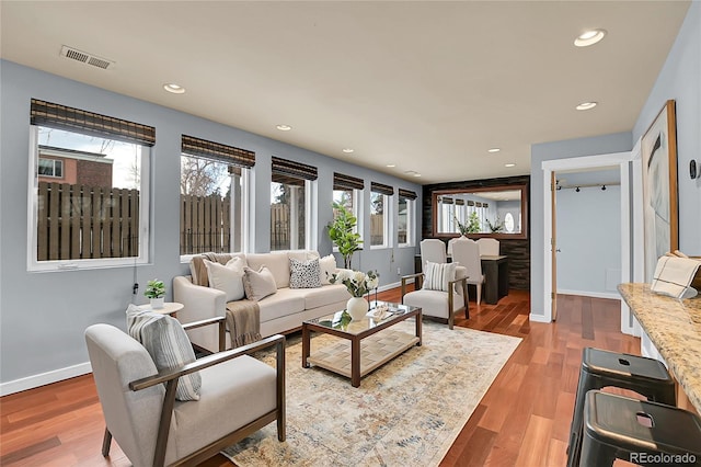 living room with light wood-type flooring