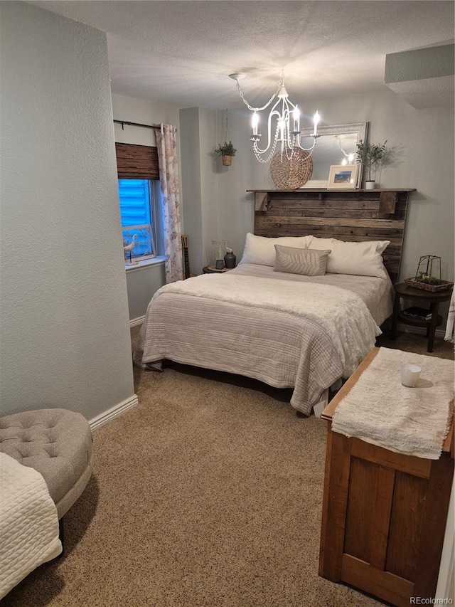 8229 Cottongrass Ct, Castle Pines, CO 80108 - carpeted bedroom featuring baseboards and a chandelier