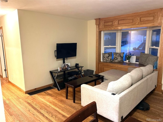 living room with wood-type flooring