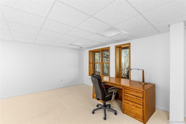 180 Ridge Rd, Cimarron, CO 81220 - office featuring a paneled ceiling, carpet floors, and baseboards